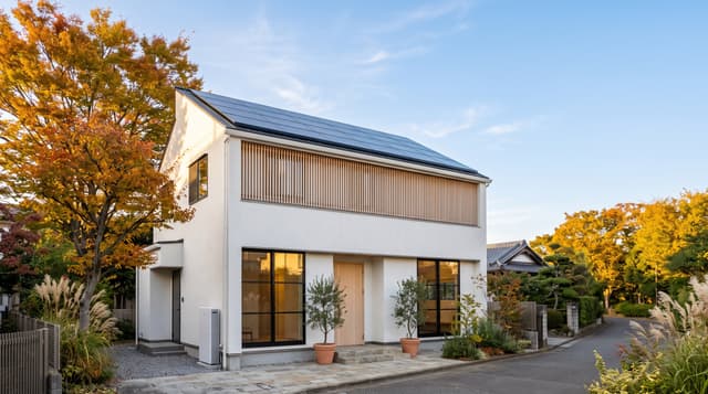 太陽光パネルを載せたZEHモデルハウス外観